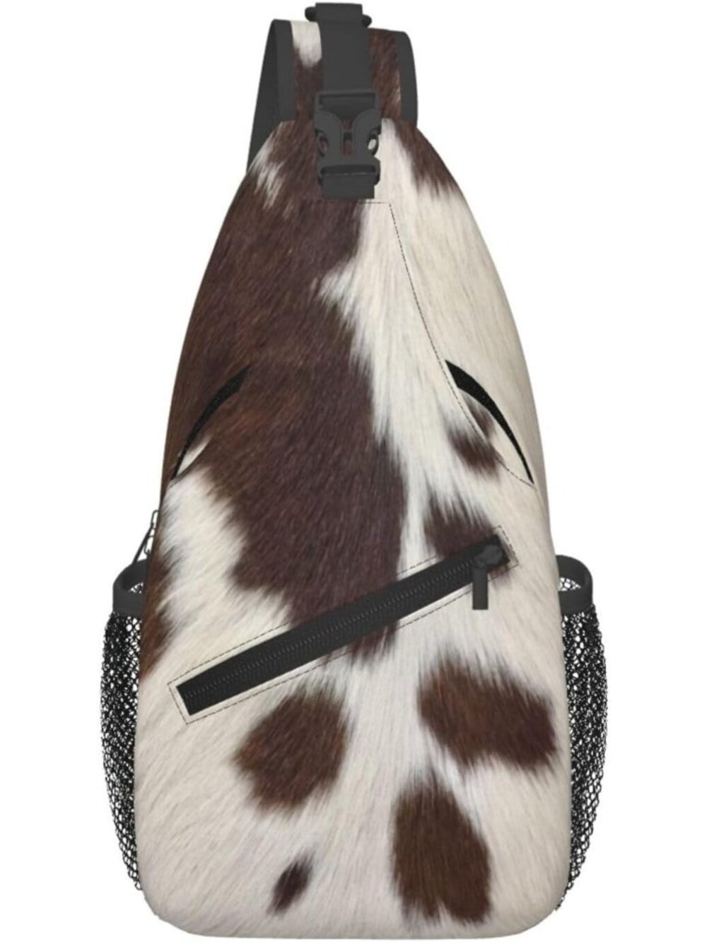 Cow Print Sling Bag - Cute Crossbody Backpack for Women & Men, Fur Texture